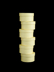 Коробка круглая 12,5х7 см, Светло желтый (уп.6 шт)